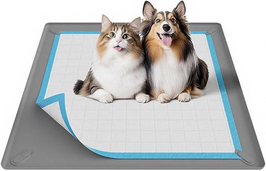 Pee Pad Holder for Dogs Fits Up to 24" x 24" Training Pads Silicone Puppy Pad Holder Tray Non-Slip Dog Pad Holder with Powerful Magnetic Lock Square Potty Pad Holder for Home Floor Protection