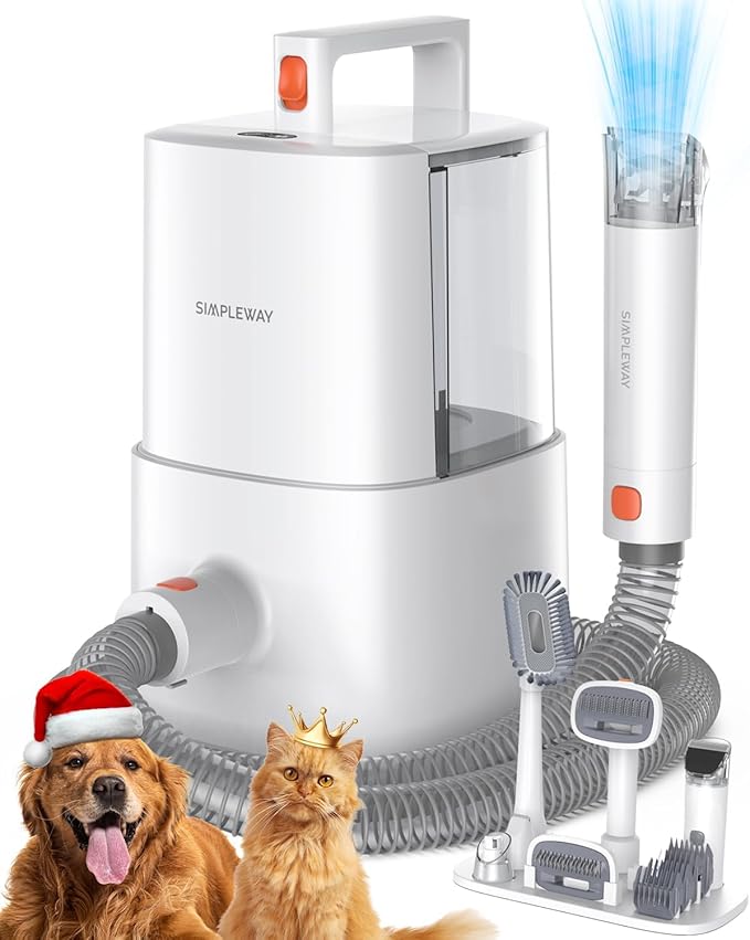 Dog Grooming Vacuum Kit for Shedding: Pet Hair Brush Groomer Pro Attachment Fur Machine Cat Clippers Deshedding Suction Cleaner Home Trimmer Tool Doggie Doggy System Remover Electric Shaver Cut