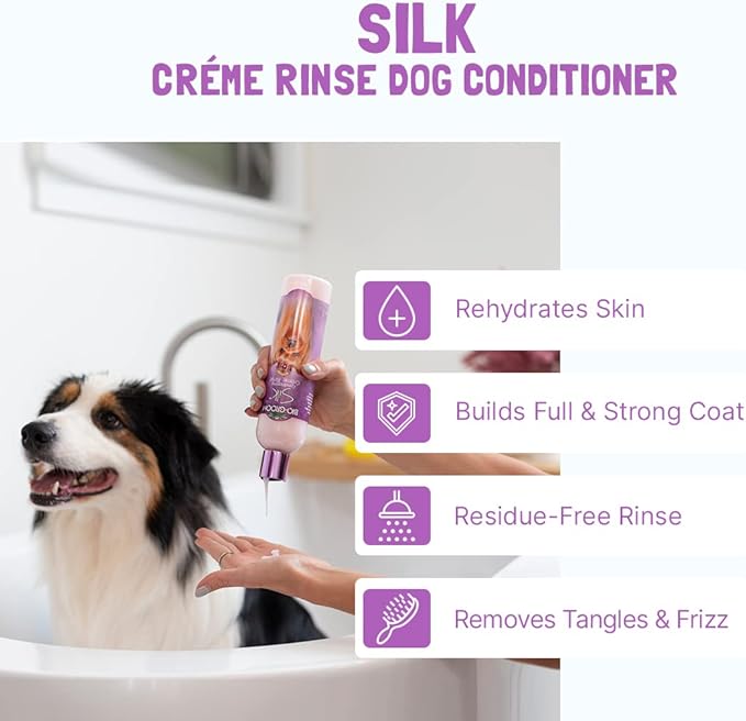 Bio-Groom Dog Shampoo and Conditioner Set - Tearless Shampoo for Dogs, Puppies & Cats, Moisturizing Conditioner for Dry Skin - Silk Conditioning Creme Rinse & Tear Free Shampoo, 12 Fl Oz Each (1 Set)