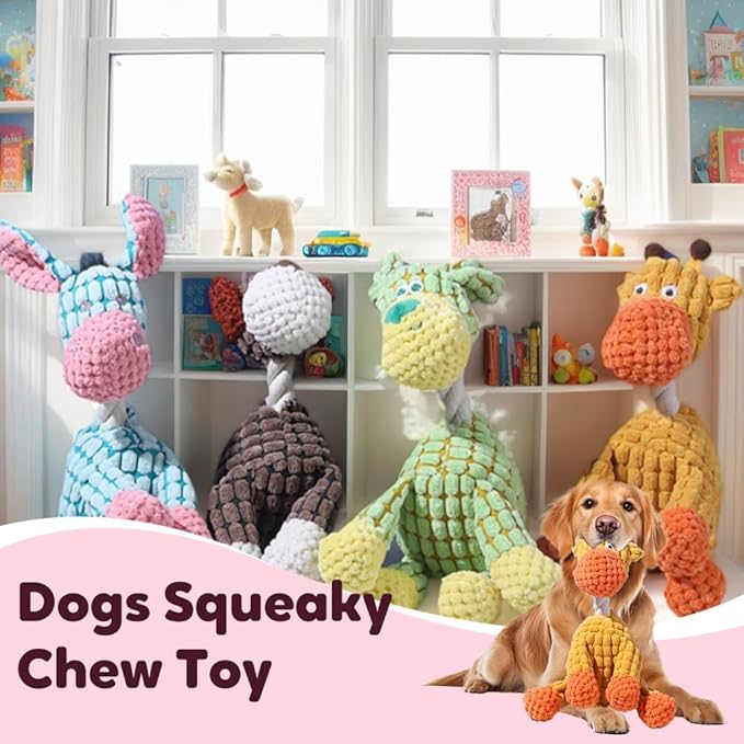 Interactive Dog Toys, Squeaky Chew Toys for Dogs, Durable Soft Plush Toys with Squeaker for Aggressive Chewers, Easy Clean Quick Dry Fun Toys for Small Medium Large Breed Dogs (Green+Blue)