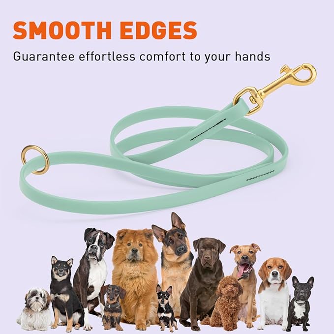 Viper Biothane K9 Working Dog Leash Waterproof Lead for Tracking Training Schutzhund Odor-Proof Long Line with Solid Brass Snap for Puppy Medium and Large Dogs 6ft, Sage Green