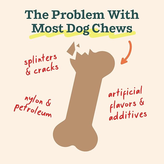 WOOF HonestChew Dog Toy Antler - Durable Dog Chews - Made with Natural, Plant-Based Ingredients - Splinter-Resistant - Great for German Shepherds and Pit Bulls - Large