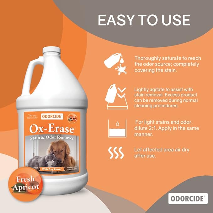 Odorcide Pet Urine Carpet Cleaner Stain Remover Concentrate – Pet Stain and Odor Remover - Pet Odor Eliminator w/Safe, Non-Enzymatic Formula (128 oz)