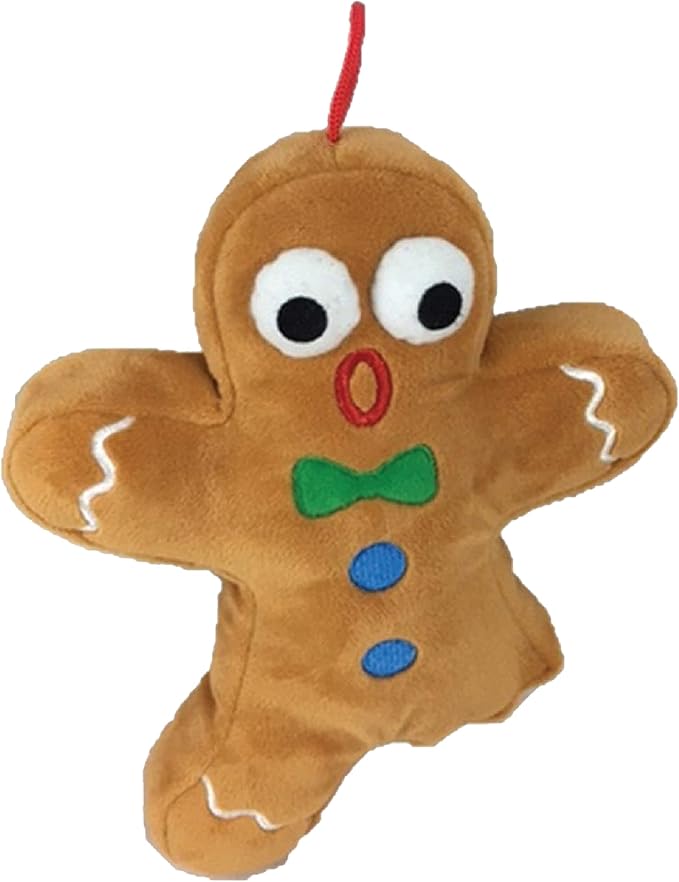 Huxley & Kent Funny Dog Toy w/Squeaker – Holiday Power Plush Squeaky Dog Toys for Small, Medium & Large Dogs – Soft Stuffed Animal for Indoor Play & Fetch - Ginger Snapped, Large