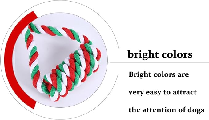 Nlmskzzy Dog Chew Toys,Dog Toys for Small Dogs and Medium Dogs for Boredom and Stimulating Teeth Cleaning Gum Massage Tug Christmas Dog Ball Rope Toy Set of 2