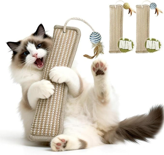 (2-Pack) Yesibeike Refillable Catnip Kicker Toy Kits, Washable Sisal Cover, 60g Catnip Pouch Each, Two Sisal Balls, Side Holes for DIY Teasers, Reinforced Stitching, Natural Odor Free Materials