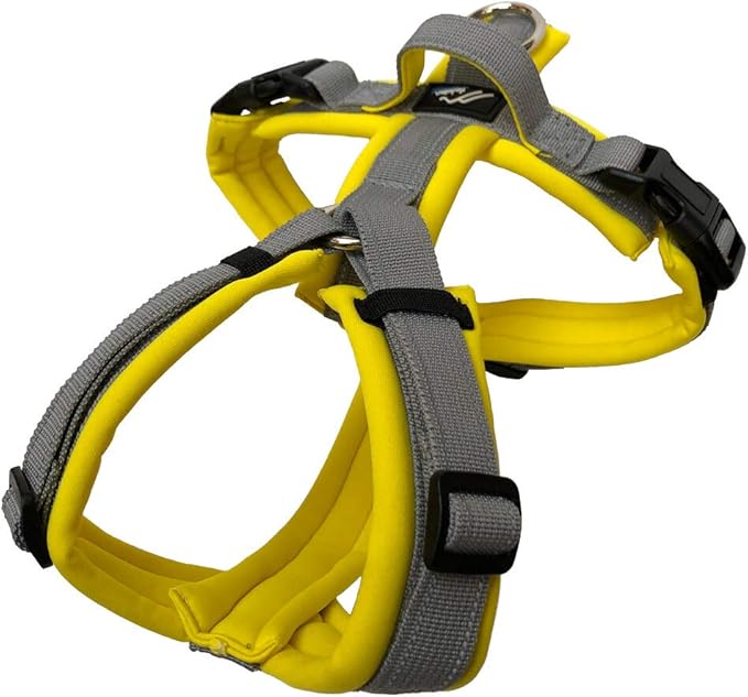 [白山:Hakusan] Zero Dog Harness Basic Type, Safe - No chocking/Hard to Disconnect, Great fit - Easy Put on and Off/Adjustable, Reflector, XS - Small & Medium Dog, Two-Tone Yellow x Gray