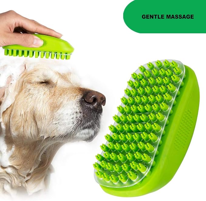 Rubber Curry Brush for Dog & Cat, Soft Curry Comb with Removable Screen, Pet Silicone Brush for Short & Long Hair, Use Wet as Bath Scrubber or Dry for Grooming