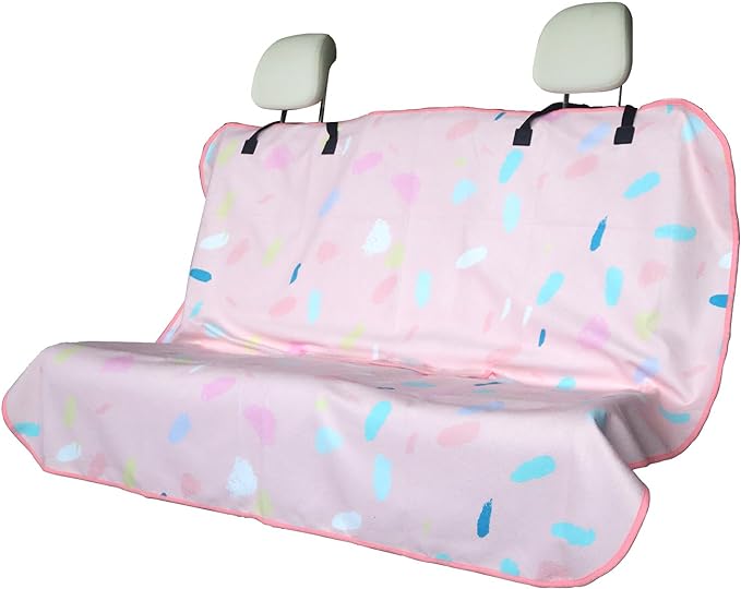 LoyaGour Back Seat Cover for Car Trucks Van SUV,Waterproof Rear Bench Towel Seat Covers for Dogs and Kids,Automotive Backseat Protector (Pink Marbling)