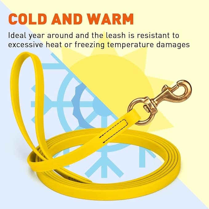 Viper K9 Biothane Working Dog Leash Waterproof Lead for Tracking Training Schutzhund Dog Sport & Search - Odor-Proof Long Line with Solid Brass Snap for Puppy Medium and Large 5/8" x 20ft Lemon Yellow