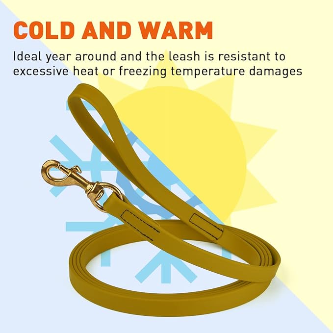 Viper K9 Biothane Working Dog Leash Waterproof Lead for Tracking Training Schutzhund Dog Sport & Search - Odor-Proof Long Line with Solid Brass Snap for Puppy Medium Large 3/4" x 33ft Treasure Gold