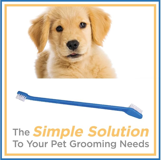 Double-Sided Dog Toothbrush Set – 2-Pack Cat & Dog Toothbrushes with Soft Bristles – Long Handle & Gentle Cleaning Design for Pet Dental Care, Plaque & Tartar Removal at Home
