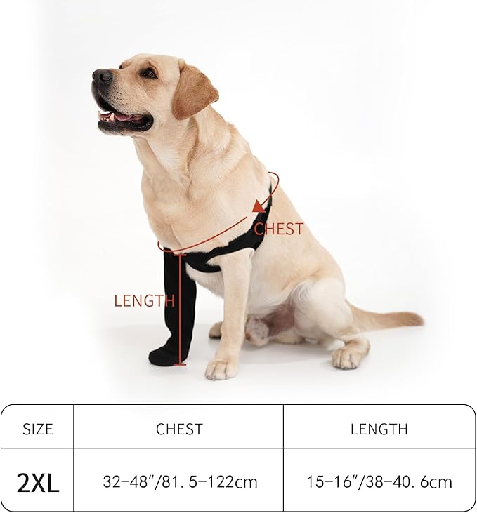 Dog Recovery Socks - Waterproof Paw Protectors with Non-Slip Sole | Post-Surgery Boots for Wound Protection | Anti-Licking Sleeves for Dogs (Black, 2XL_Left)