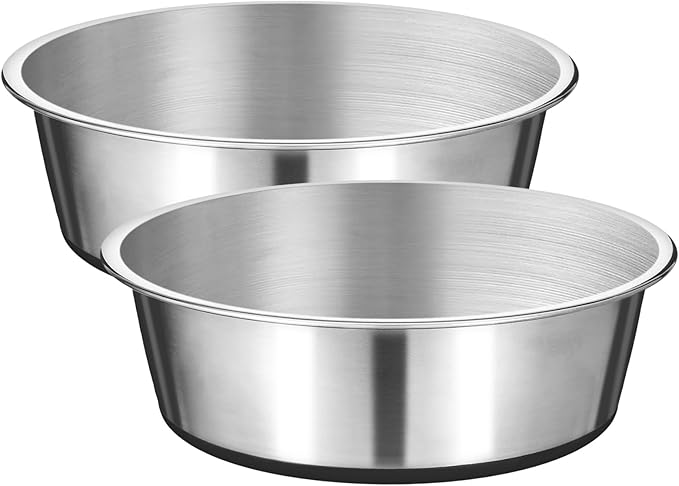 2 Pcs Stainless Steel Dog Bowls for Large Dogs, 64oz/8 Cups Non Slip Dog Metal Bowls, Food and Water Pet Bowl Heavy Duty Dishwasher Safe