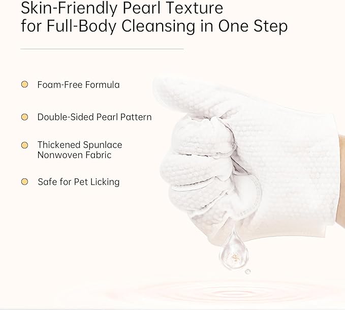 Nourishing Pet Glove Wipes for Dogs & Cats, 4-in-1 Grooming Wipes (Cleaning, Combing, Massaging, Caring), Deodorizing & Extra Thick, 60PCS (Pet Wipes for Large Pets)