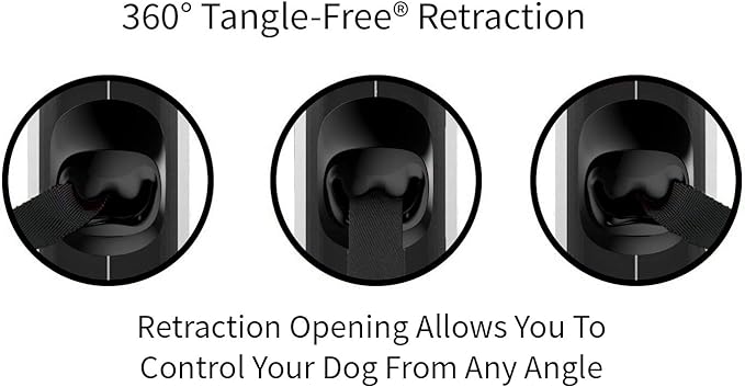 TUG 360° Tangle-Free Retractable Dog Leash with Anti-Slip Handle | 16 ft Strong Nylon Tape | One-Handed Brake, Pause, Lock (Small, White)