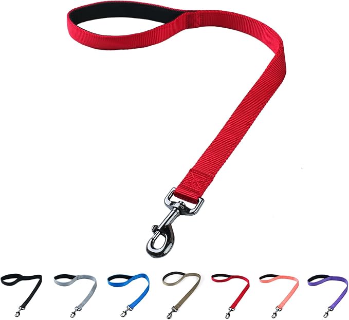 Premium 24 Inches Nylon Short Dog Leash with Heavy Duty Clasp and Comfort Padded Handle for Large Medium Breed Dogs Daily Use Jogging,Walking,Training etc... (24 Inches, Chili Pepper)