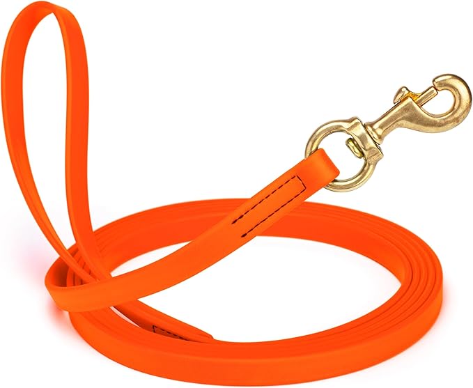 Viper Biothane K9 Working Dog Leash Waterproof Lead for Tracking Training Schutzhund Odor-Proof Long Line with Solid Brass Snap for Puppy Medium and Large Dogs, 10ft Hunter Orange