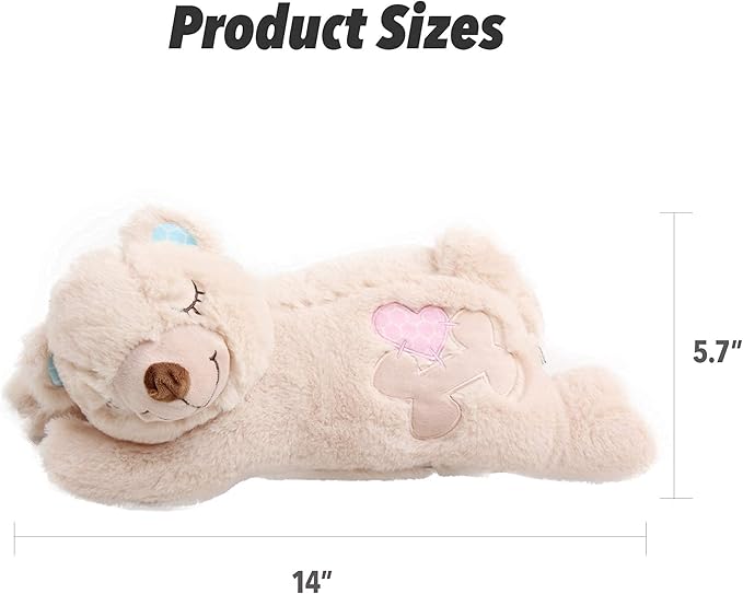 PetPrime Dog Plush Toy Heart Beat Puppy Plush Bear Toy with Warmer Bag Pet Soft Anxiety Puppy Relief Toy for Dogs Heart Beat Stuffed Animal Sleeping Buddy Anxiety Dog Toy