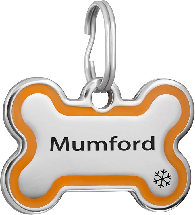 CoolDogs Stainless Steel Enamel Pet ID Tags for Dogs and Cats, Personalized Dog Tags,Cat Tags,Custom Engraved Dog Name Tag,Cat Name Tag with up to 5 Lines of Text on Both Sides (Orange, Small)
