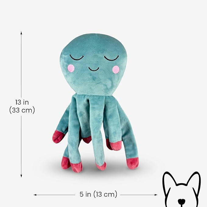 NANDOG My BFF Gus The Octopus Plush Dog Toy – Soft Squeaky Pet-Only Toys for Dogs & Cats – Durable, Cuddly & Adorable Pet Companions for Playtime, Fetch & Snuggles