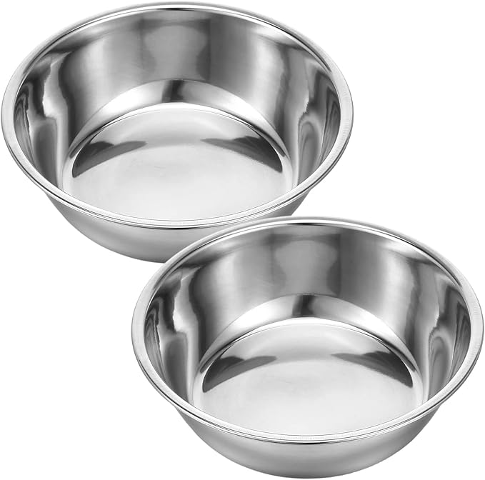 2 Pack 5.5" Metal Cat and Dog Small Bowls, Stainless Steel Dog Bowls, Dogs Water and Food Bowl Set, Pet Dishes for Small Dogs and Cats