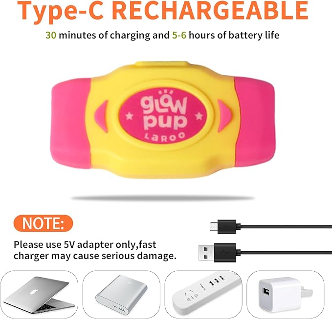 LaRoo LED Light Up Dog Collar, Multi-Color Glowing Safety Pet Collar, USB Rechargeable, Adjustable, Night Walk High Visibility Collar Safety Dog Light for Small Medium Dogs(Purple)