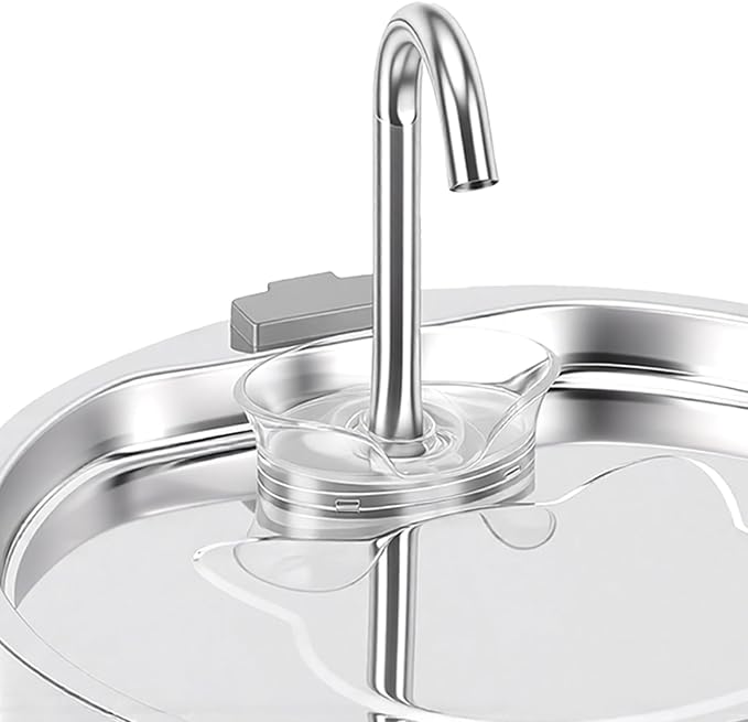 Fockety Pet Water Fountain, Quiet USB 3.2L Stainless Steel Cat Fountain Automatic Pet Drinking Cats Water Bowl Dispenser for Pets Small Animals Cats Dogs