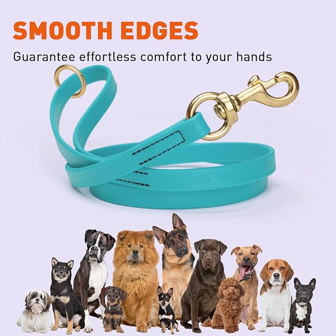 Viper Biothane K9 Working Dog Leash Waterproof Lead for Tracking Training Schutzhund Odor-Proof Long Line with Solid Brass Snap for Puppy Medium and Large Dogs 6ft, Sky Blue