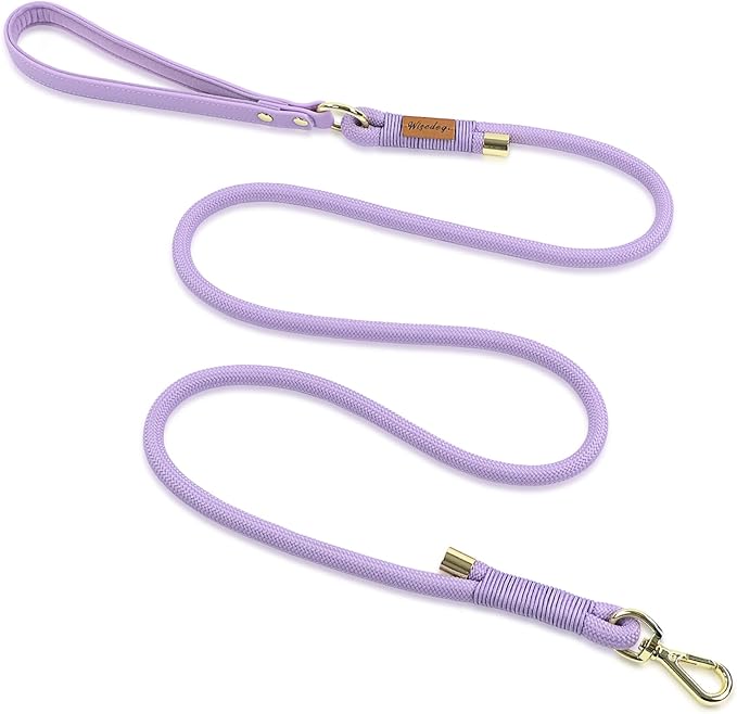 Wisedog Dog Leash for Small Dogs, 5FT Lightweight Rope Leash with PVC Soft Padded Handle, Rustproof 360°Swivel Buckle Heavy Duty for Medium & Large Dogs (Lilac)