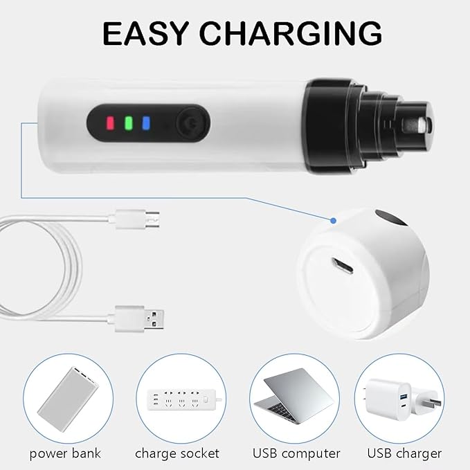 Silent Dog Nail Grinder, 2025 Upgraded Pet Nail Trimmer with 2-Speed Settings & 3 Grinding Ports, USB Rechargeable Dog Nail Clippers for Small, Medium & Large Pets