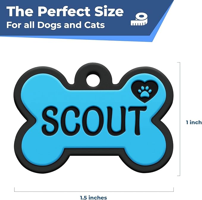GoTags Silicone Dog Tags, Soundless Pet Tag, Personalized Silent Tag Engraved for Pets with Cute Custom Designs, for Dogs and Cats, (Bone, Herbal Bloom)