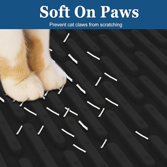 XXL Extra Large Silicone Cat Litter Trapping Mat for Scatter Control, 40"x30"(100cmx75cm) Waterproof Kitty Litter Box mat for Floor, Soft on Kitty Paws, Easy to Clean, Dark Gray