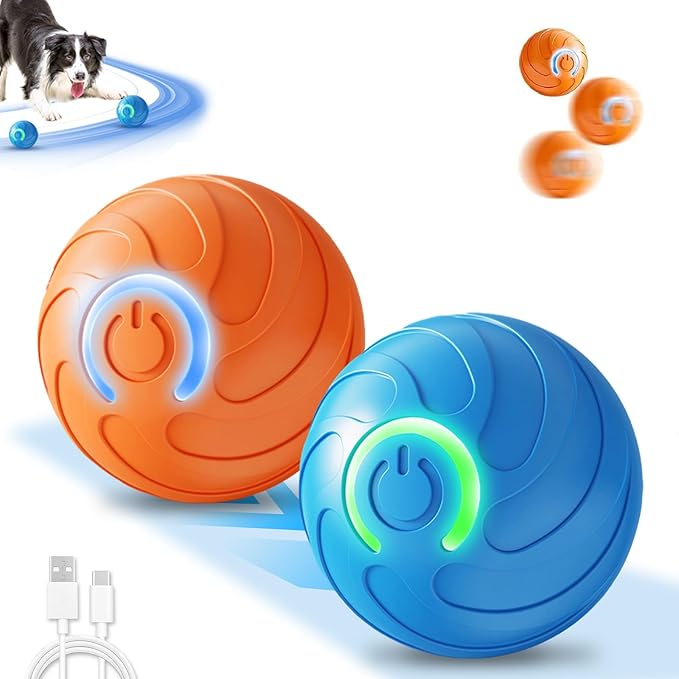 BOLDEP Shaky Ball for Dogs, 2026 Interactive Dog Toys Balls, 2.05‘’ x 2.05'' Automatic Moving Dog Toy, Automatic Rolling Ball, Vibrating Dog Balls Toy for Puppy Small Medium Dogs (C - Orange + Blue)