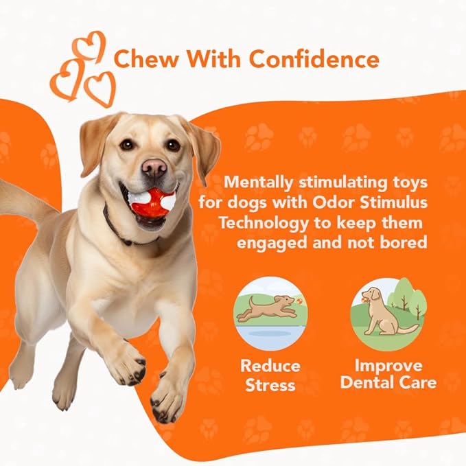 ReThink Pet Chew Ball for Dogs, Bacon Scented Durable Dog Ball Toy, Long-Lasting & Tough Balls for Oral Health, Odor Stimulating Dog Toys for Aggressive Chewers