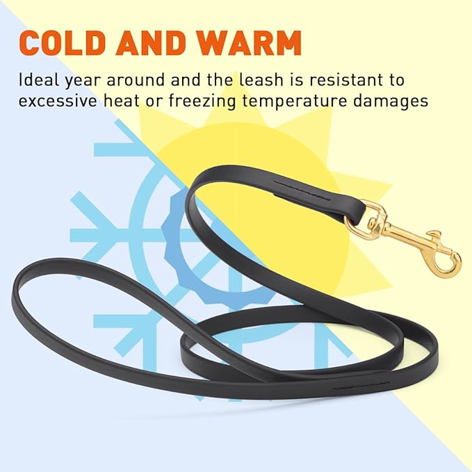 Viper K9 Biothane Working Dog Leash Waterproof Lead for Tracking Training Schutzhund Dog Sport & Search - Odor-Proof Long Line with Solid Brass Snap for Puppy Medium and Large 1/2" x 4ft Black