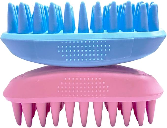 Pet Silicone Shampoo Brush for Long & Short Hair, Pink ( New ), Medium Large Pets Dogs Cats, Silicone Shower Wash Curry Brush, Massage Comb