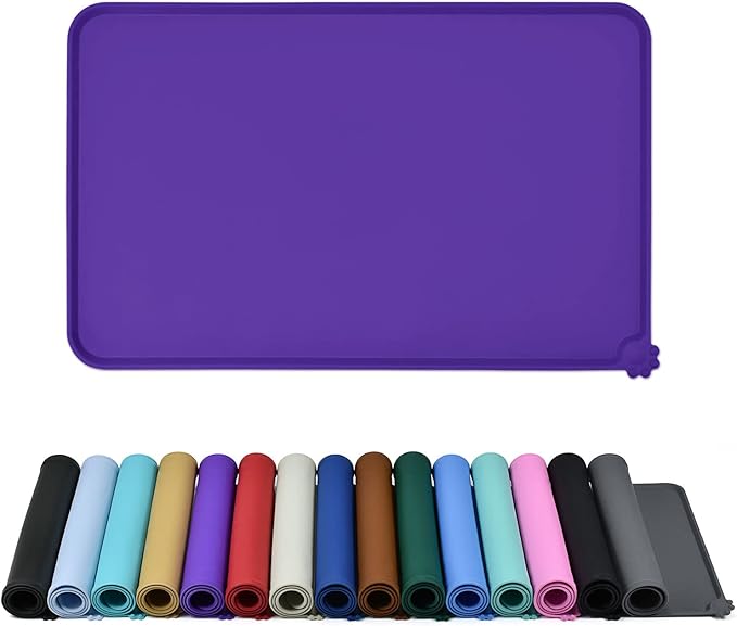 Reopet Waterproof Pet Feeding Mat with High Raised Edges, Heavier and Thicker Placemats for Cat Dog Water Bowl with BPA Free, Dogs Cats Food Mats for Messy Drinkers to Prevent Spill and Protect Floors