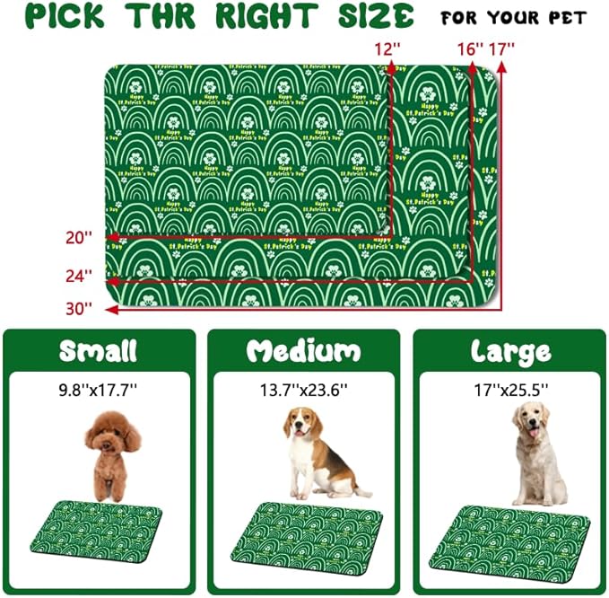 St Patrick's Day Dog Food Mats for Floors Waterproof, Cat Water Bowl Mats Pet Feeding Absorbent Placemats 12 * 20 inch