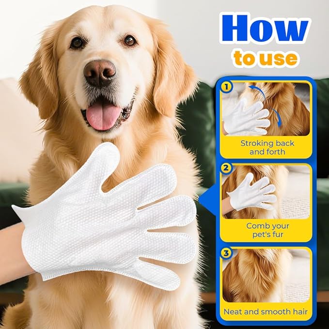 Rinse Free Dog Shampoo Mittens, 2025 New 6 Pcs Pet Bath Wipes Portable Pet Bathing Gloves, No Rinse Pet Care Wipes Easy Wipe Paws and Body Cleaning Mitts for Pet Owners Home Use (2)
