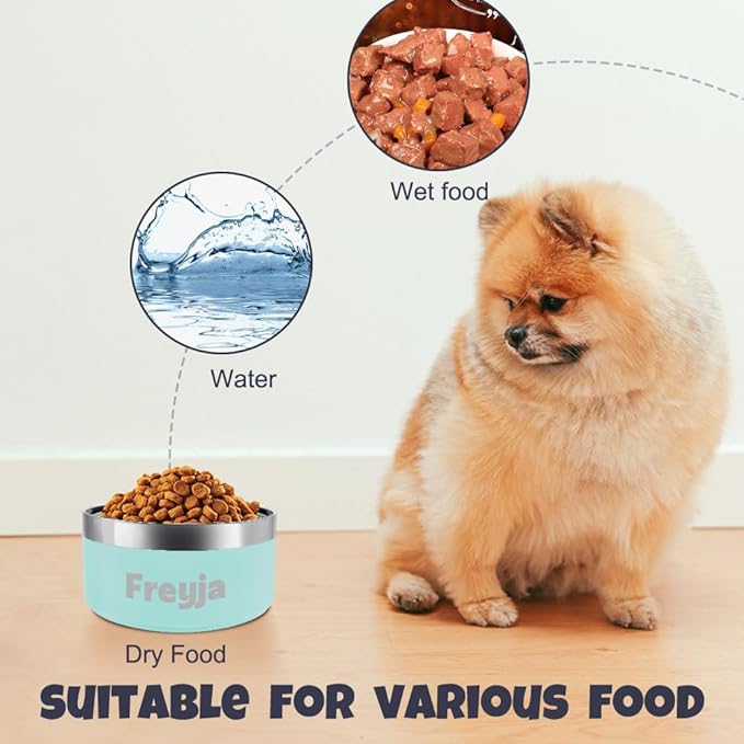 Personalized Stainless Steel Dog Cat Bowl with Name,Customized Laser Engraved Pet Bowl Non Slip for Water and Food 25oz,40oz,53oz(Mint Green)