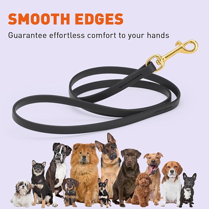 Viper K9 Biothane Working Dog Leash Waterproof Lead for Tracking Training Schutzhund Dog Sport & Search - Odor-Proof Long Line with Solid Brass Snap for Puppy Medium and Large 1/2" x 4ft Black