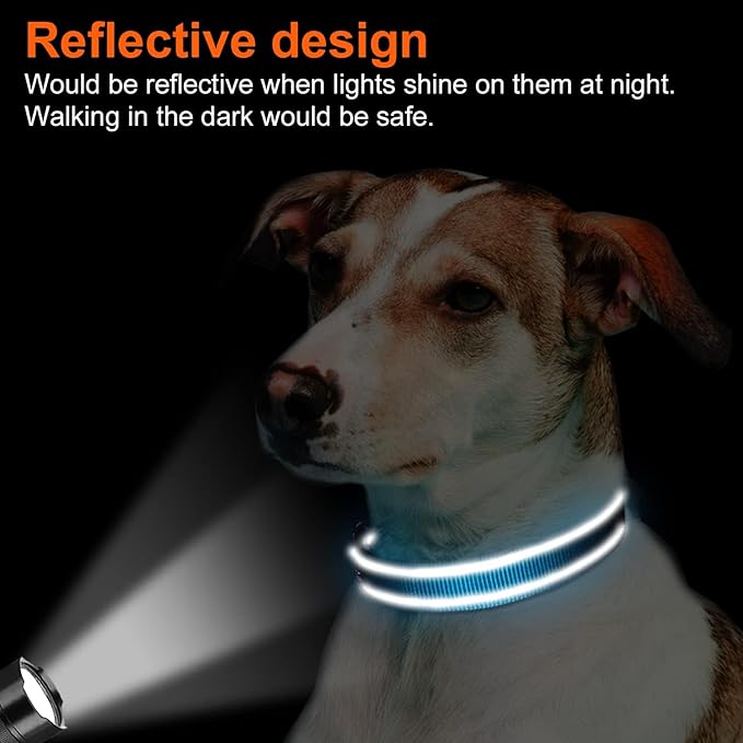 Joytale Reflective Dog Collar, Soft Neoprene Padded, Metal D-Ring, Nylon Pet Collar Adjustable for Extra Large Dogs, SkyBlue, XL