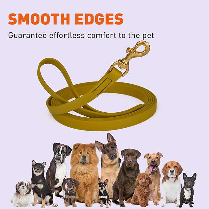 Viper K9 Biothane Working Dog Leash Waterproof Lead for Tracking Training Schutzhund Dog Sport & Search - Odor-Proof Long Line with Solid Brass Snap for Puppy Medium Large 3/4" x 33ft Treasure Gold