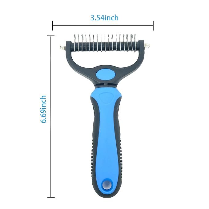 2PCS Pet Grooming Rake&Self Cleaning Slicker Brush，Undercoat Rake for Dogs & Cats ，Detangling and Dematting Long, Matted Fur on Cats and Dogs