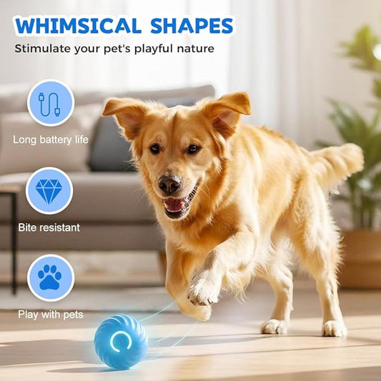 Interactive Dog Toys Dog Ball, Automatic Flashing Light Up Ball, Bite-Resistant Chew Toy to Stimulate Play and Relieve Boredom for Dogs and Cats (Orange)