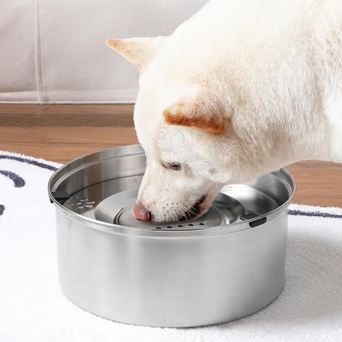 nicelock 3L/0.8 Gallon Dog Water Bowl No Spill, Stainless Steel No Spill Water Bowl for Dogs, Slow Water Dog Bowl, No Splash Dog Water Bowls