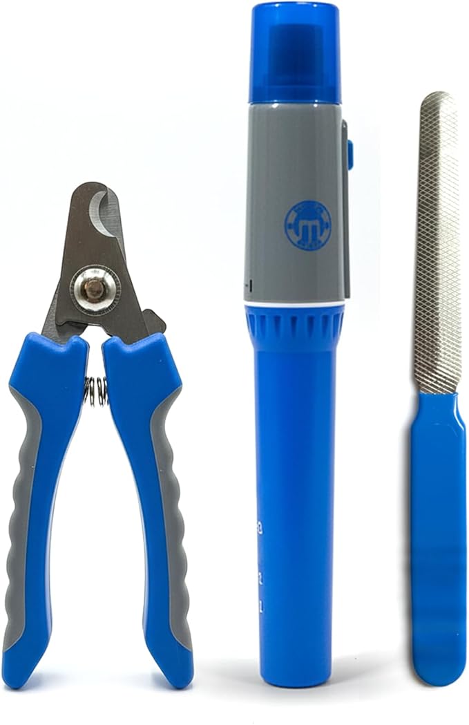 BPG Pet Grooming Tools for Dogs & Cats- 3 Piece Dog Grooming Kit, Pet Nail Care Kit, Nail Grinder, Clippers and File- Precision Trimming Perfect at Home Grooming Set