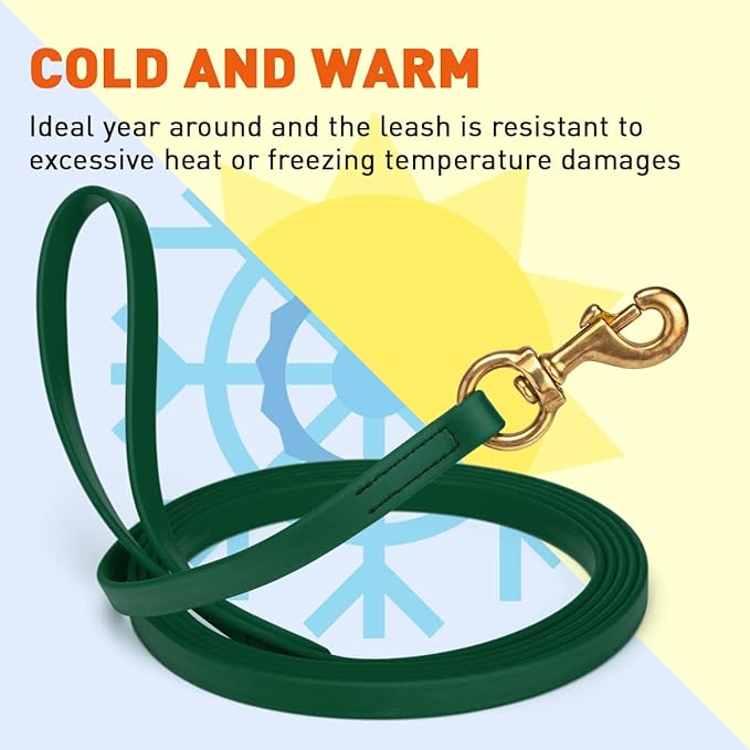 Viper K9 Biothane Working Dog Leash Waterproof Lead for Tracking Training Schutzhund Dog Sport & Search - Odor-Proof Long Line with Solid Brass Snap for Puppy Medium and Large 5/8" x 20ft Hunter Green