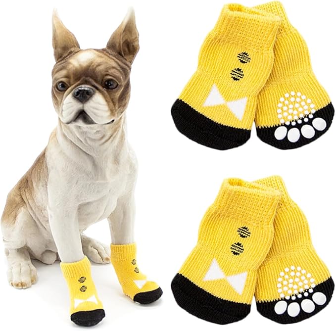 Luxshiny 4Pcs XL Pet Dog Socks Anti-Slip Cotton Footwear for Puppies Non-Slip Paw Protectors Skin-Friendly Comfortable Stockings for Cold Weather and Indoor Use